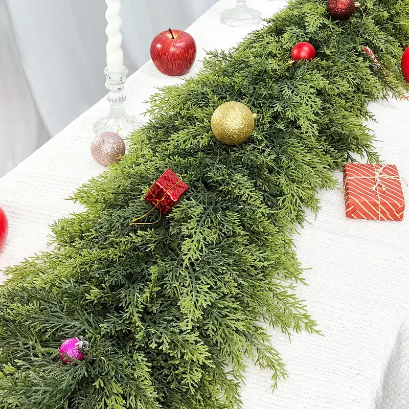 🎄🎅 6FT Artificial Cedar Garland🌿Green Pine Garland for Table, Mantel, Wall – Perfect for Indoor & Outdoor Christmas Decorations