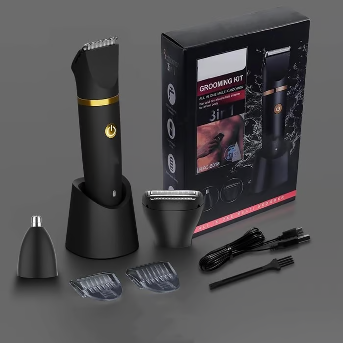 💥 3 in 1 Electric Body Hair Trimmer for Men，Cordless Groin Hair Clipper for Men, Waterproof Electric Shaver