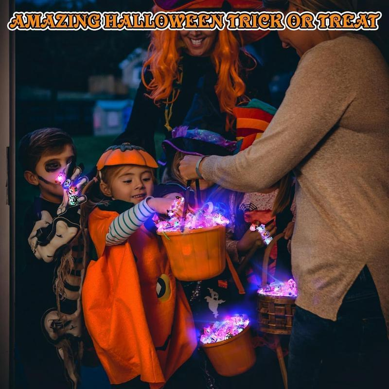 50Pcs LED Halloween Ring,Halloween Ring,Glowing Pumpkin Skull Ring Gift,Halloween Christmas Party Decoration Home Horror Props Supplies,Perfect for Halloween