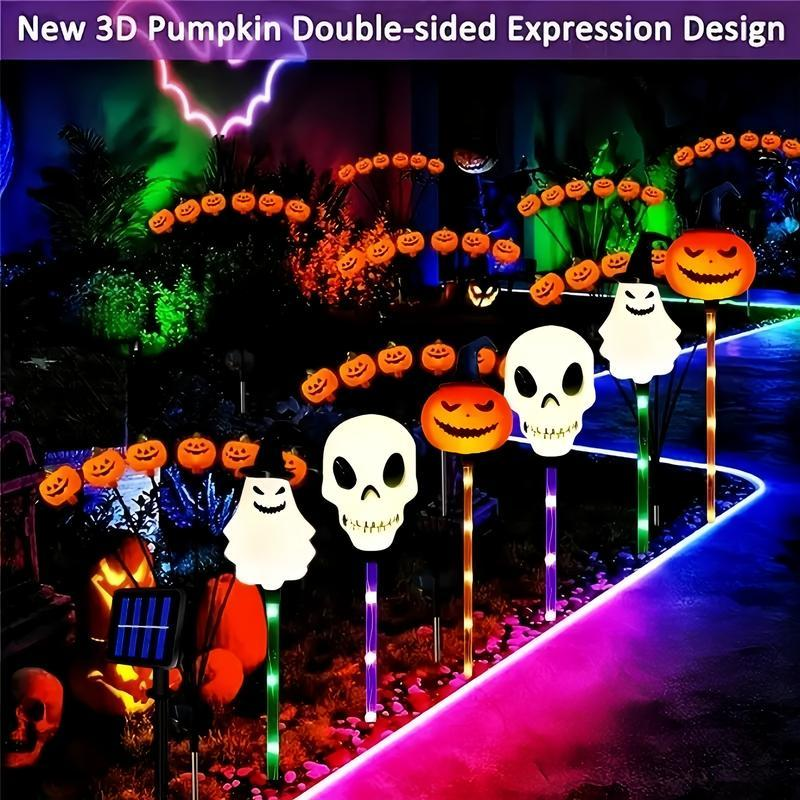 🎃👻💀6 Halloween Solar Pumpkin and Skull Ground Plug Lights