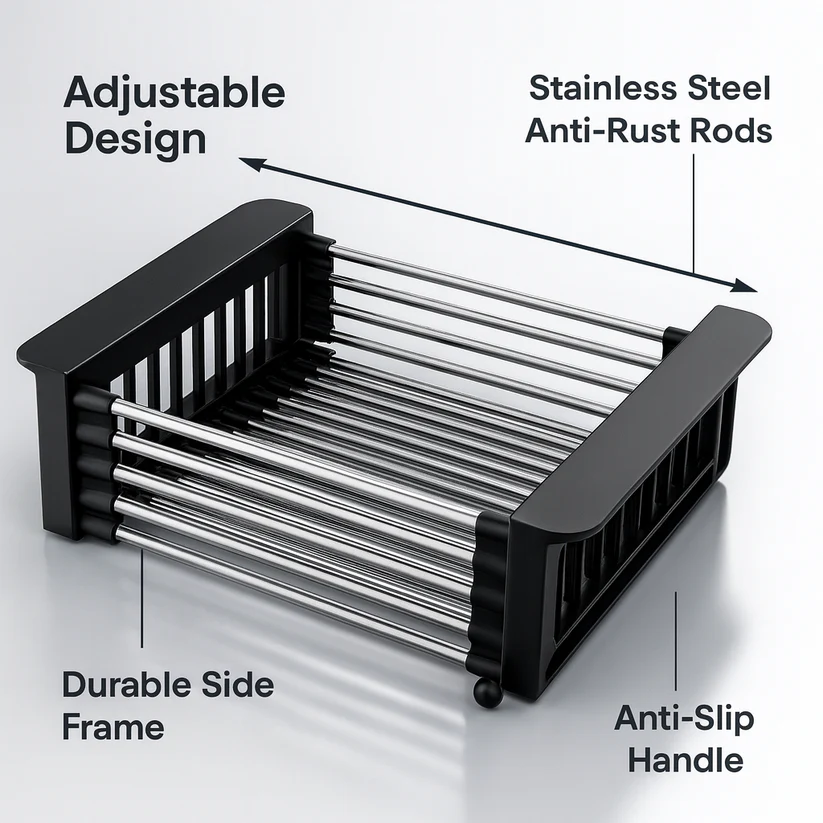 🔥【HOT】- ❤️60% OFF🥗Collapsible Stainless Steel Sink Rack™