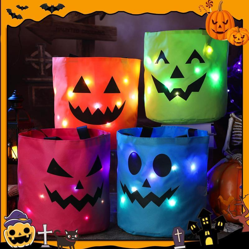 🎃Halloween Candy Bucket with LED Lights Non Woven Gift Bags Trick or Treat👊