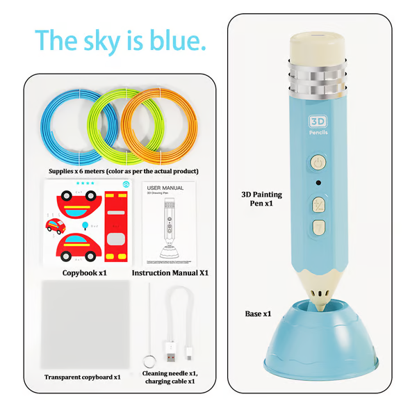 🎨Pencil-Shaped 3D Printing Pen – 🎁The Ultimate Creative Gift for Kids This Christmas🎄