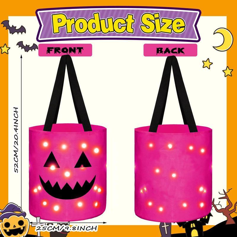 🎃Halloween Candy Bucket with LED Lights Non Woven Gift Bags Trick or Treat👊