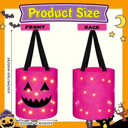 🎃Halloween Candy Bucket with LED Lights Non Woven Gift Bags Trick or Treat👊