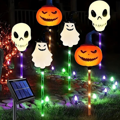 🎃👻💀6 Halloween Solar Pumpkin and Skull Ground Plug Lights