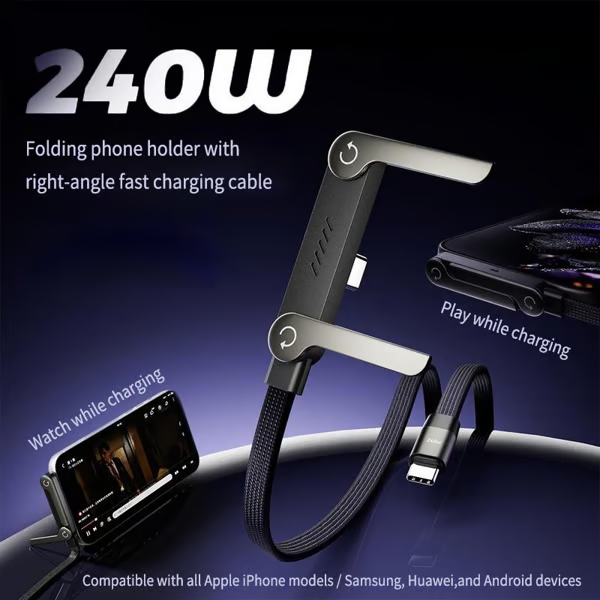 ⚡️240w super fast charging📱Invisible Holder Charger Cable with Stand
